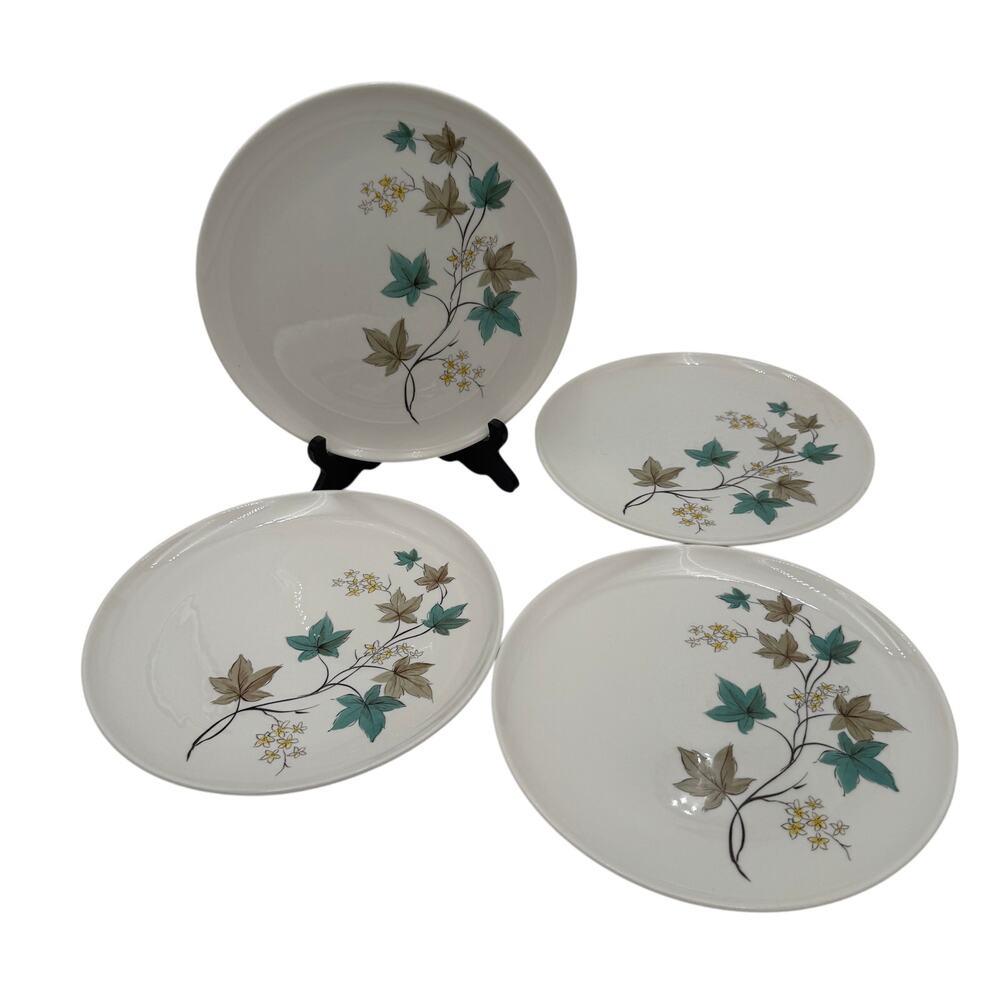 Vintage Dinner Plates Woodbine by Syracuse Carefree Fine China 1960's Set/4